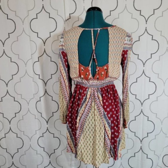 Anthropologie Patrons of Peace Long Sleeve Boho Dress Exposed Back - Size Small - Picture 3 of 8
